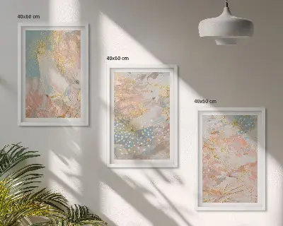 Zestaw obrazów do salonu abstrakcyjne pastelowe wzory