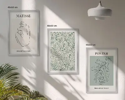 Zestaw 3 obrazów do salonu minimalistyczne wzory z motywem roślinnych linii