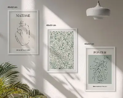Zestaw 3 obrazów do salonu minimalistyczne wzory z motywem roślinnych linii