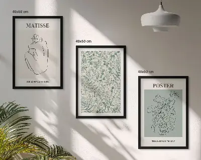 Zestaw 3 obrazów do salonu minimalistyczne wzory z motywem roślinnych linii
