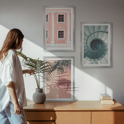 Zestaw obrazów do salonu Architektura pastelowe spiralne