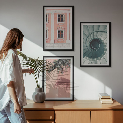 Zestaw obrazów do salonu Architektura pastelowe spiralne