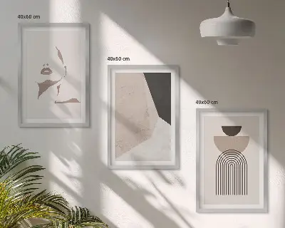 Abstrakcyjne kształty twarzy zestaw 3 obrazów do salonu