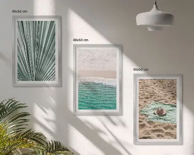 Zestaw 3 obrazów do salonu wakacyjne widoki z plażą i morzem
