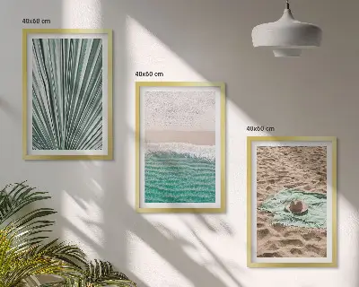 Zestaw 3 obrazów do salonu wakacyjne widoki z plażą i morzem
