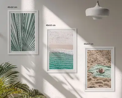 Zestaw 3 obrazów do salonu wakacyjne widoki z plażą i morzem