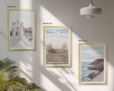 Kompozycja obrazów na ścianę Morze architektura Santorini