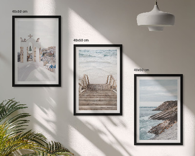 Kompozycja obrazów na ścianę Morze architektura Santorini