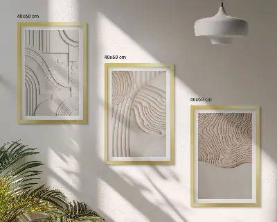 Zestaw obrazów do salonu abstrakcyjne wzory w odcieniach beżu i bieli