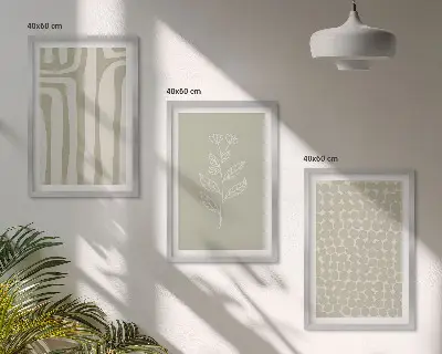 Kompozycja obrazów na ścianę Wzory roślinne geometryczne