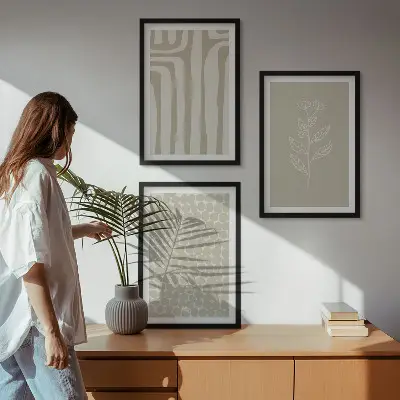 Kompozycja obrazów na ścianę Wzory roślinne geometryczne