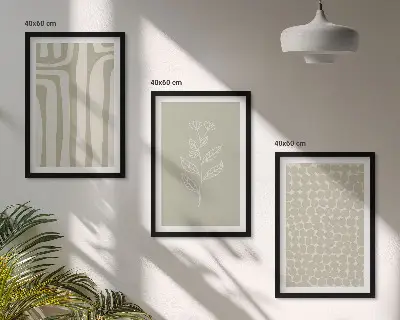 Kompozycja obrazów na ścianę Wzory roślinne geometryczne