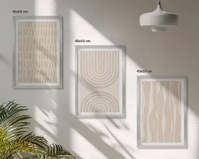 Abstrakcyjne beżowe wzory zestaw 3 obrazów do salonu