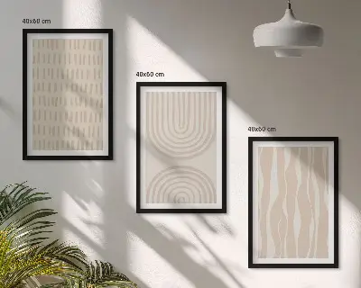 Abstrakcyjne beżowe wzory zestaw 3 obrazów do salonu