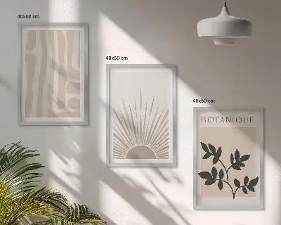 Zestaw obrazów do salonu Abstrakcyjne wzory roślinne
