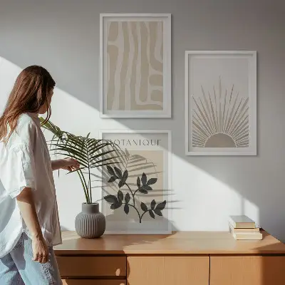 Zestaw obrazów do salonu Abstrakcyjne wzory roślinne