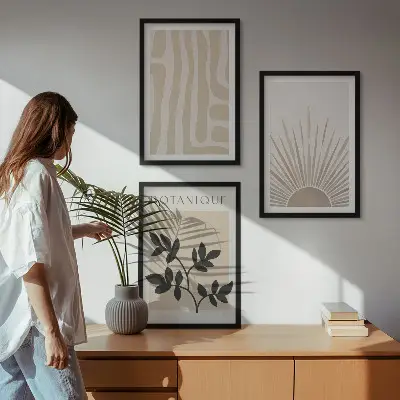 Zestaw obrazów do salonu Abstrakcyjne wzory roślinne