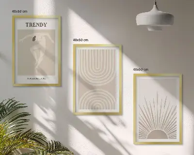 Kompozycja obrazów na ścianę pastelowe postery z abstrakcjami w stylu boho