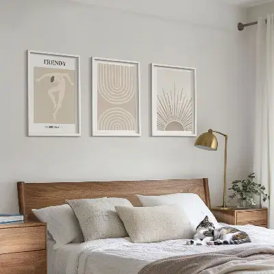 Kompozycja obrazów na ścianę pastelowe postery z abstrakcjami w stylu boho