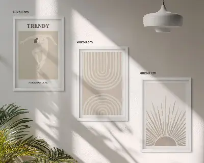 Kompozycja obrazów na ścianę pastelowe postery z abstrakcjami w stylu boho