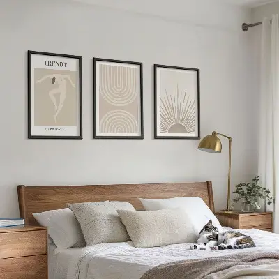 Kompozycja obrazów na ścianę pastelowe postery z abstrakcjami w stylu boho