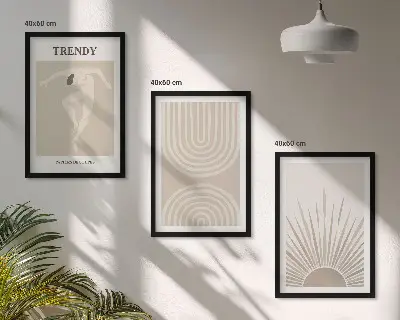 Kompozycja obrazów na ścianę pastelowe postery z abstrakcjami w stylu boho