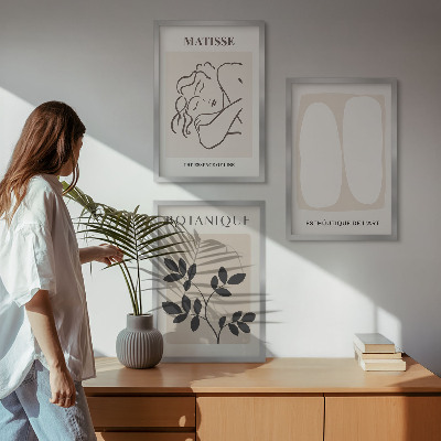 Zestaw 3 obrazów do salonu Stylowe obrazy roślinne Matisse