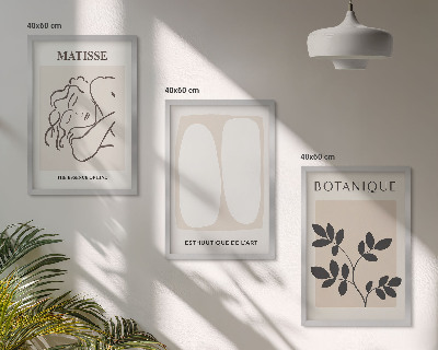 Zestaw 3 obrazów do salonu Stylowe obrazy roślinne Matisse
