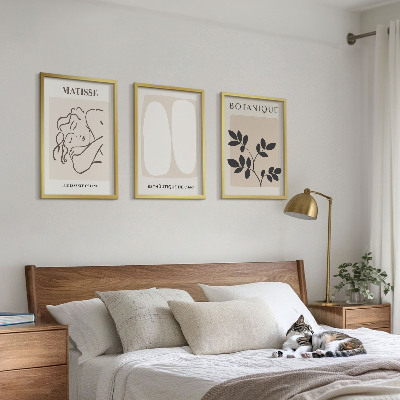 Zestaw 3 obrazów do salonu Stylowe obrazy roślinne Matisse