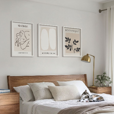 Zestaw 3 obrazów do salonu Stylowe obrazy roślinne Matisse