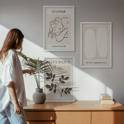 Zestaw 3 obrazów do salonu Stylowe obrazy roślinne Matisse