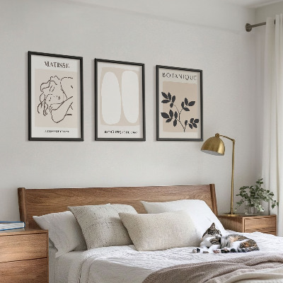 Zestaw 3 obrazów do salonu Stylowe obrazy roślinne Matisse