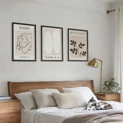 Zestaw 3 obrazów do salonu stylowe obrazy z motywem roślinnym w stylu Matisse'a