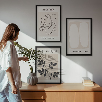 Zestaw 3 obrazów do salonu Stylowe obrazy roślinne Matisse