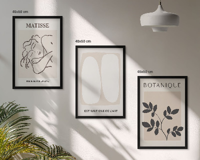 Zestaw 3 obrazów do salonu Stylowe obrazy roślinne Matisse