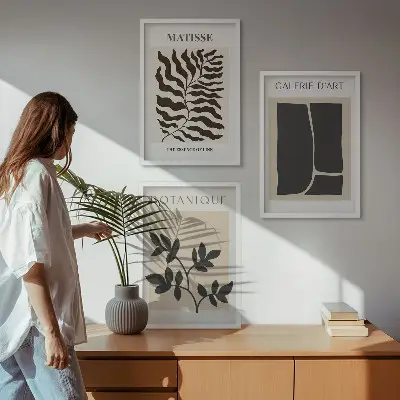 Zestaw obrazów do salonu minimalistyczne postery z motywem roślinnym