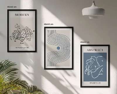 Zestaw obrazów do salonu abstrakcyjne plakaty z motywem kwiatowych linii