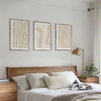 Kompozycja obrazów na ścianę w stylu abstrakcyjne wzory boho