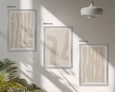 Kompozycja obrazów na ścianę w stylu abstrakcyjne wzory boho
