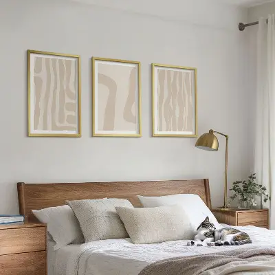 Kompozycja obrazów na ścianę w stylu abstrakcyjne wzory boho