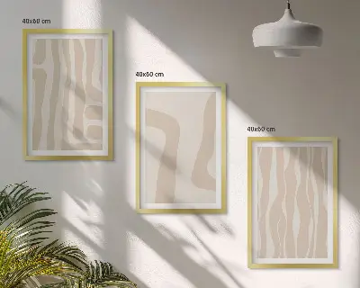 Kompozycja obrazów na ścianę w stylu abstrakcyjne wzory boho