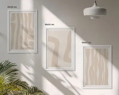 Kompozycja obrazów na ścianę w stylu abstrakcyjne wzory boho
