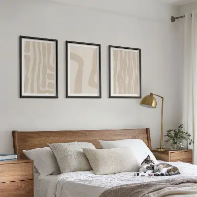 Kompozycja obrazów na ścianę w stylu abstrakcyjne wzory boho