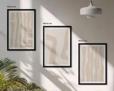 Kompozycja obrazów na ścianę w stylu abstrakcyjne wzory boho