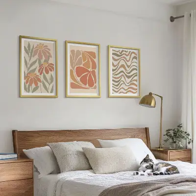 Kwiaty pastelowe abstrakcje zestaw 3 obrazów do salonu