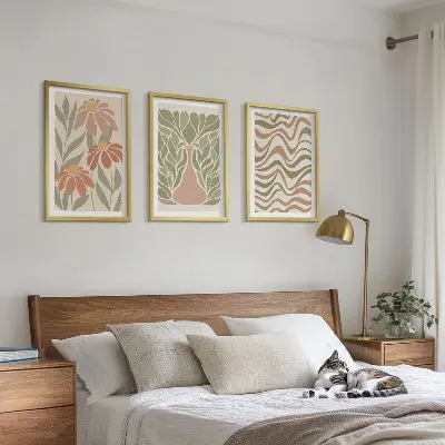 Zestaw obrazów do salonu pastelowe kwiaty w stylu abstrakcji