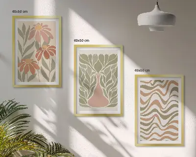 Zestaw obrazów do salonu pastelowe kwiaty w stylu abstrakcji