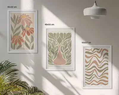 Zestaw obrazów do salonu pastelowe kwiaty w stylu abstrakcji