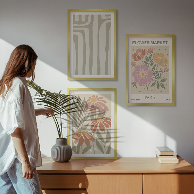 Zestaw obrazów do salonu Motywy botaniczne Paris minimalizm