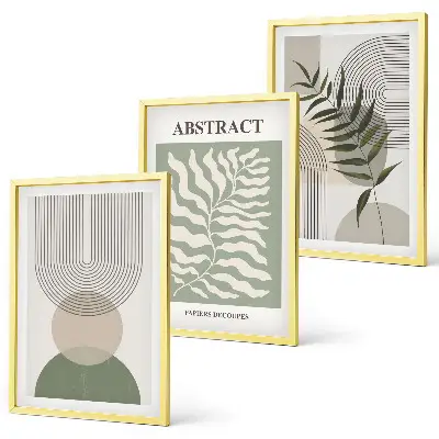 Kompozycja obrazów na ścianę botaniczne abstrakcje w stylu boho